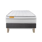 SEPTNUITS Matelas + sommier gris Memo Luxe Ressorts ensachés + mémoire de forme 5 zones de confort MAXI épaisseur. Coloris disponibles : Gris