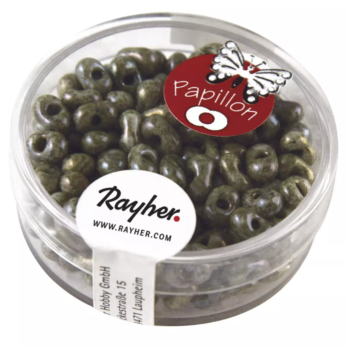 Rayher Rocailles papillon, vert marin, 3,2x6,5mm, boîte 18 g