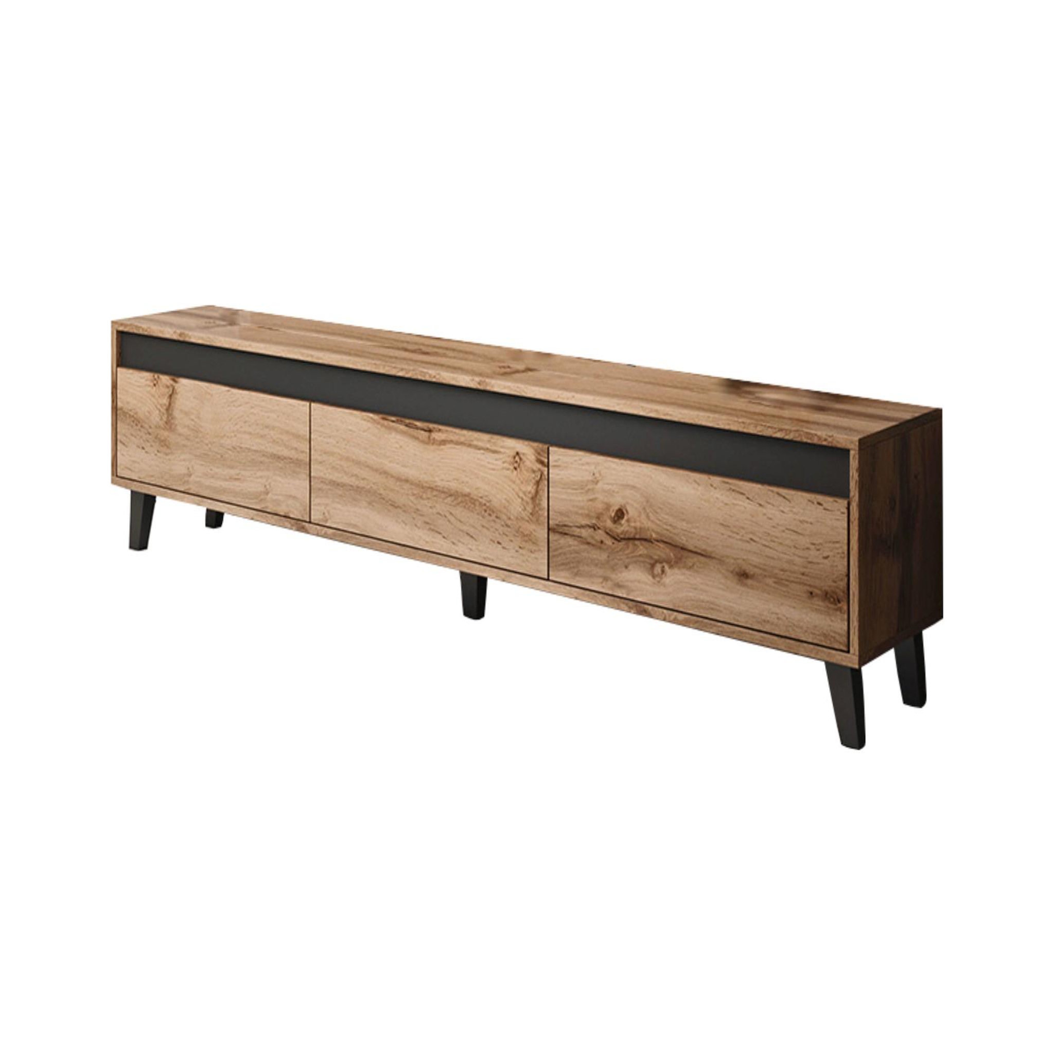 Voir la diapositive 4 : BEST MOBILIER Lord - meuble tv - effet bois et noir - 185 cm - style industriel