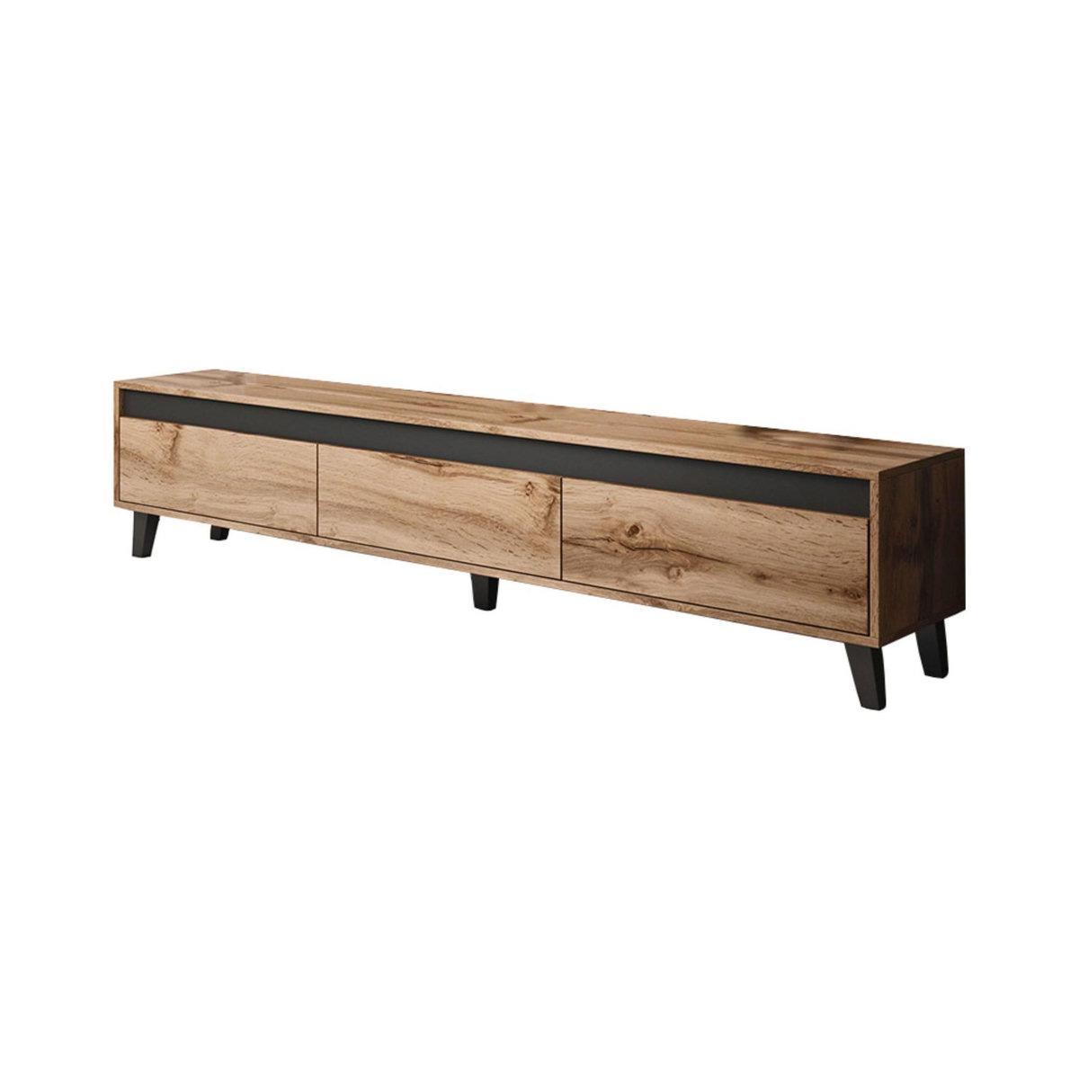 BEST MOBILIER Lord - meuble tv - effet bois et noir - 185 cm - style industriel