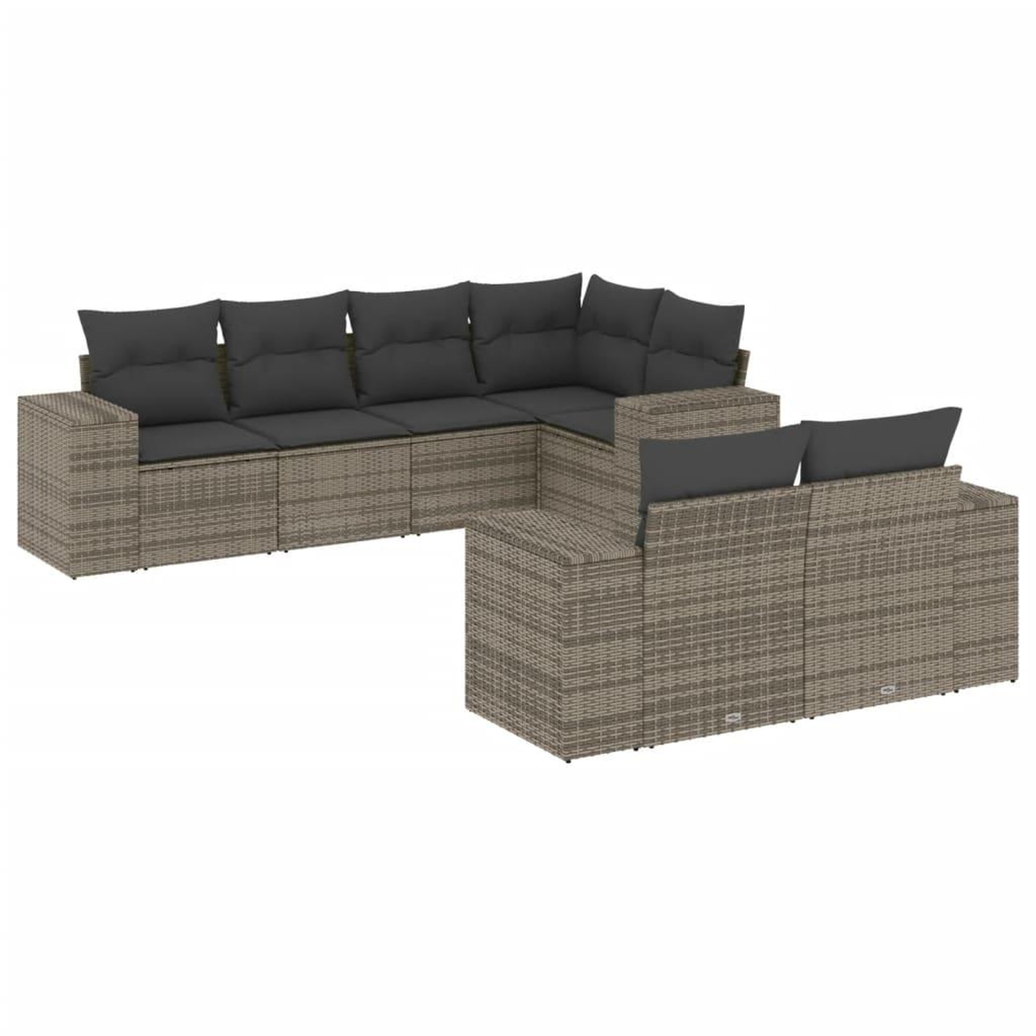 Voir la diapositive 2 : VIDAXL Salon de jardin avec coussins 7 pcs gris resine tressee