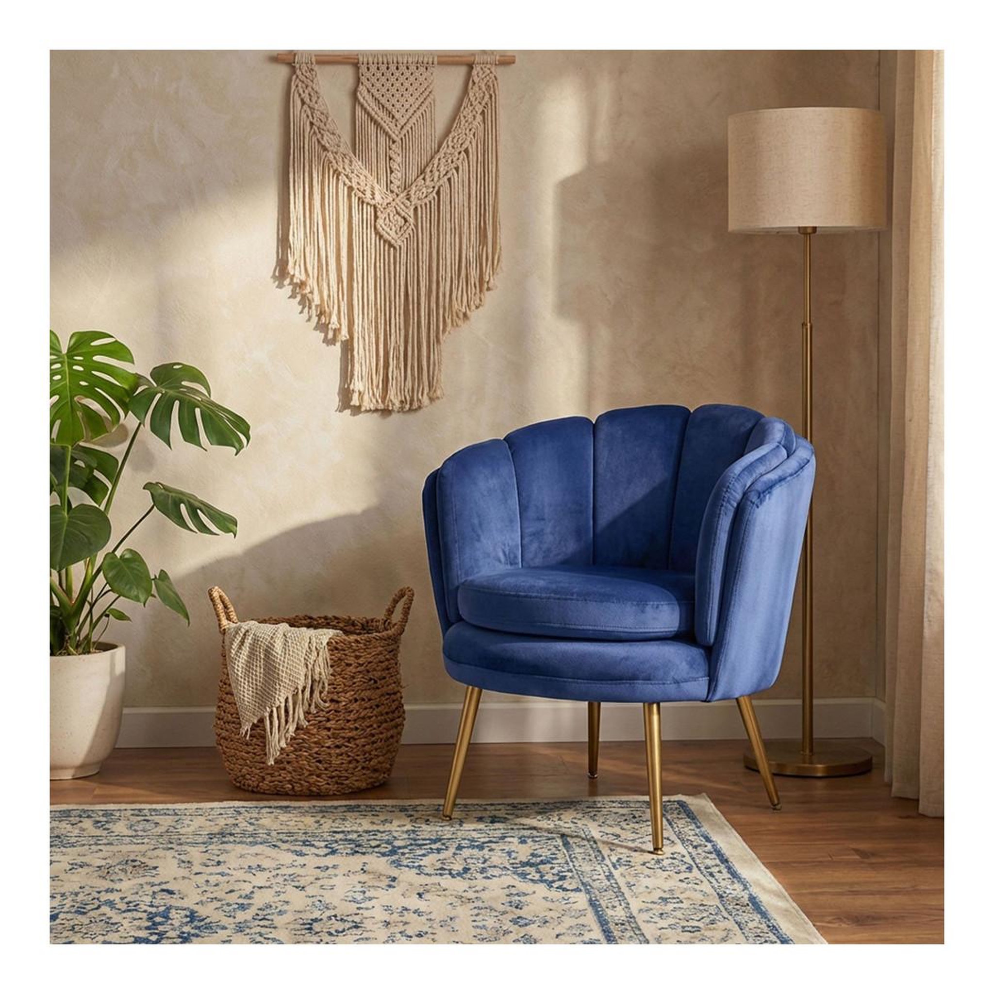 Voir la diapositive 5 : Paris Prix Fauteuil arrondi en velours  dabren  80cm bleu