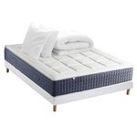 IDLITERIE Ensemble matelas ressort 7 zones KING STYLE, mémoire de forme, sommier, couette, oreillers. Coloris disponibles : Blanc, Noir, Gris, Vert