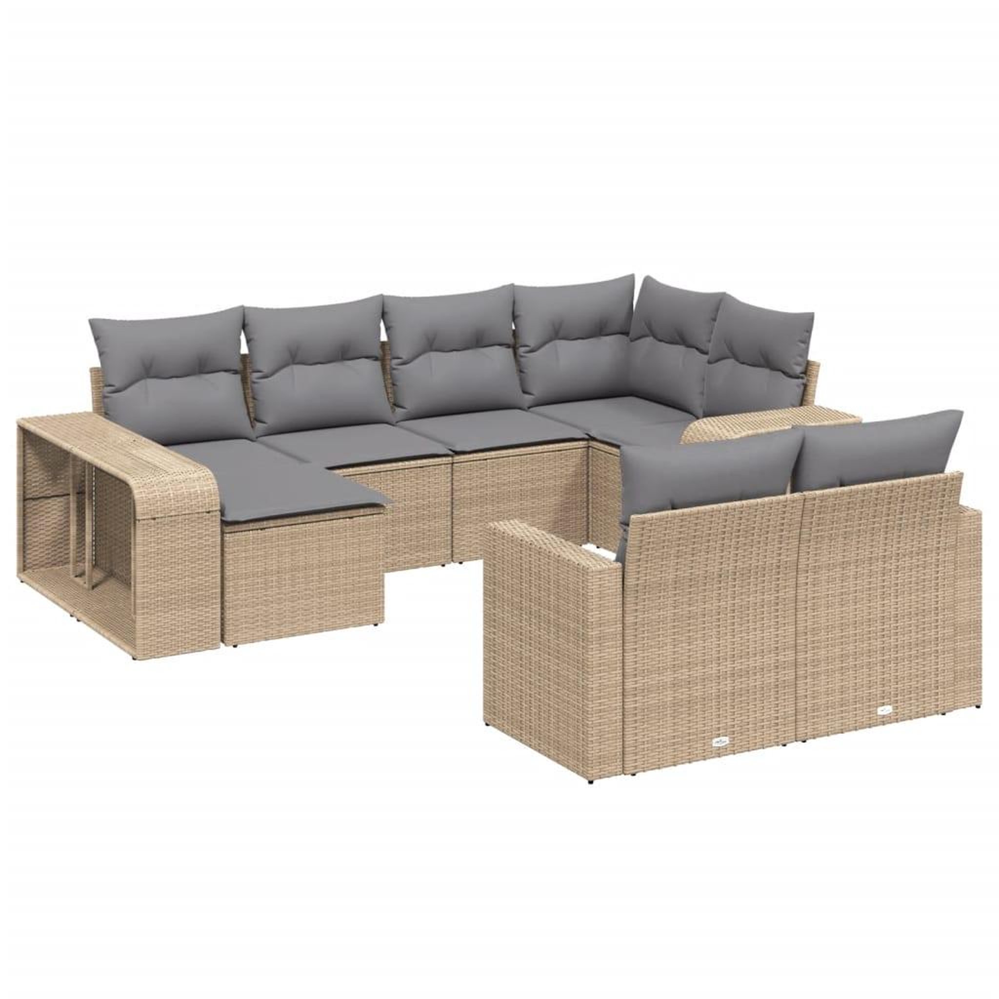 Voir la diapositive 2 : VIDAXL Salon de jardin avec coussins 10 pcs beige resine tressee