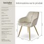 Voir la diapositive 6 : tectake Chaise rembourrée aspect velours crème/or Lot de 2