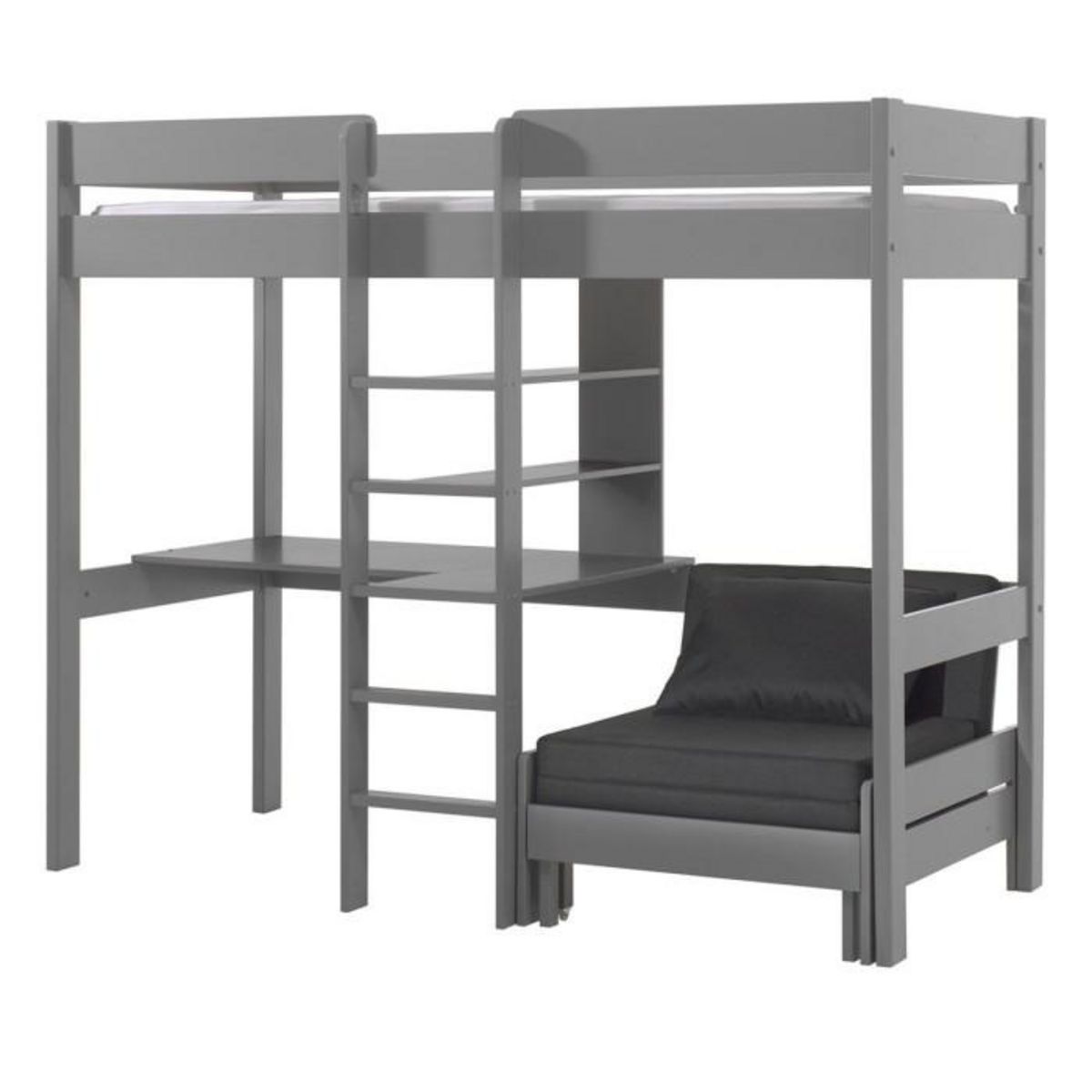 Paris Prix Lit Mezzanine Avec Fauteuil  Pino  90x200cm Gris