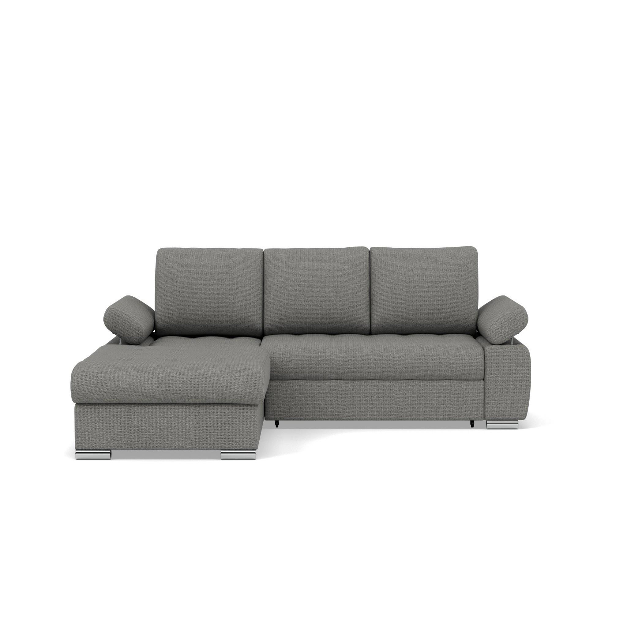Voir la diapositive 1 : BEST MOBILIER Bianca - canapé d'angle gauche 4 places convertible avec coffre en tissu texturé