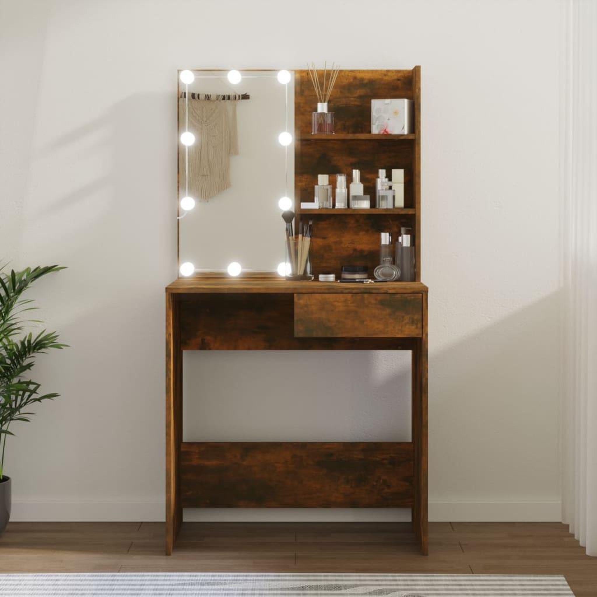 VIDAXL Coiffeuse avec LED Chene marron 74,5x40x141 cm