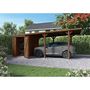 Voir la diapositive 1 : Forest Style Carport avec remise - Bois traité autoclave - 15,8+4m² - LEON
