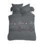Voir la diapositive 2 : VISION VISION Parure de couette Love - 100% coton - 1 housse de couette 240 x 220 cm + 2 taies d'oreiller 65 x 65 cm - Gris anthracite