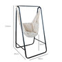 Voir la diapositive 3 : OUTSUNNY Chaise suspendue de jardin avec support et coussin acier noir coton beige