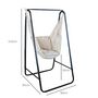 Voir la diapositive 3 : OUTSUNNY Chaise suspendue de jardin avec support et coussin acier noir coton beige