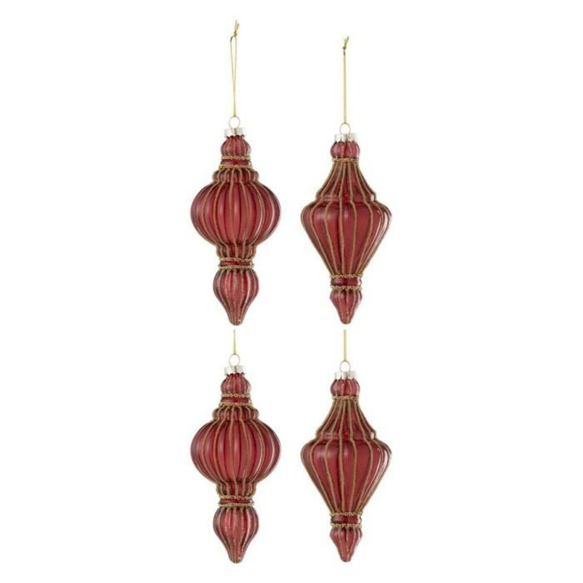 Paris Prix Lot de 4 Boules de Noël  Goutte  14cm Rouge