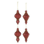 Paris Prix Lot de 4 Boules de Noël  Goutte  14cm Rouge