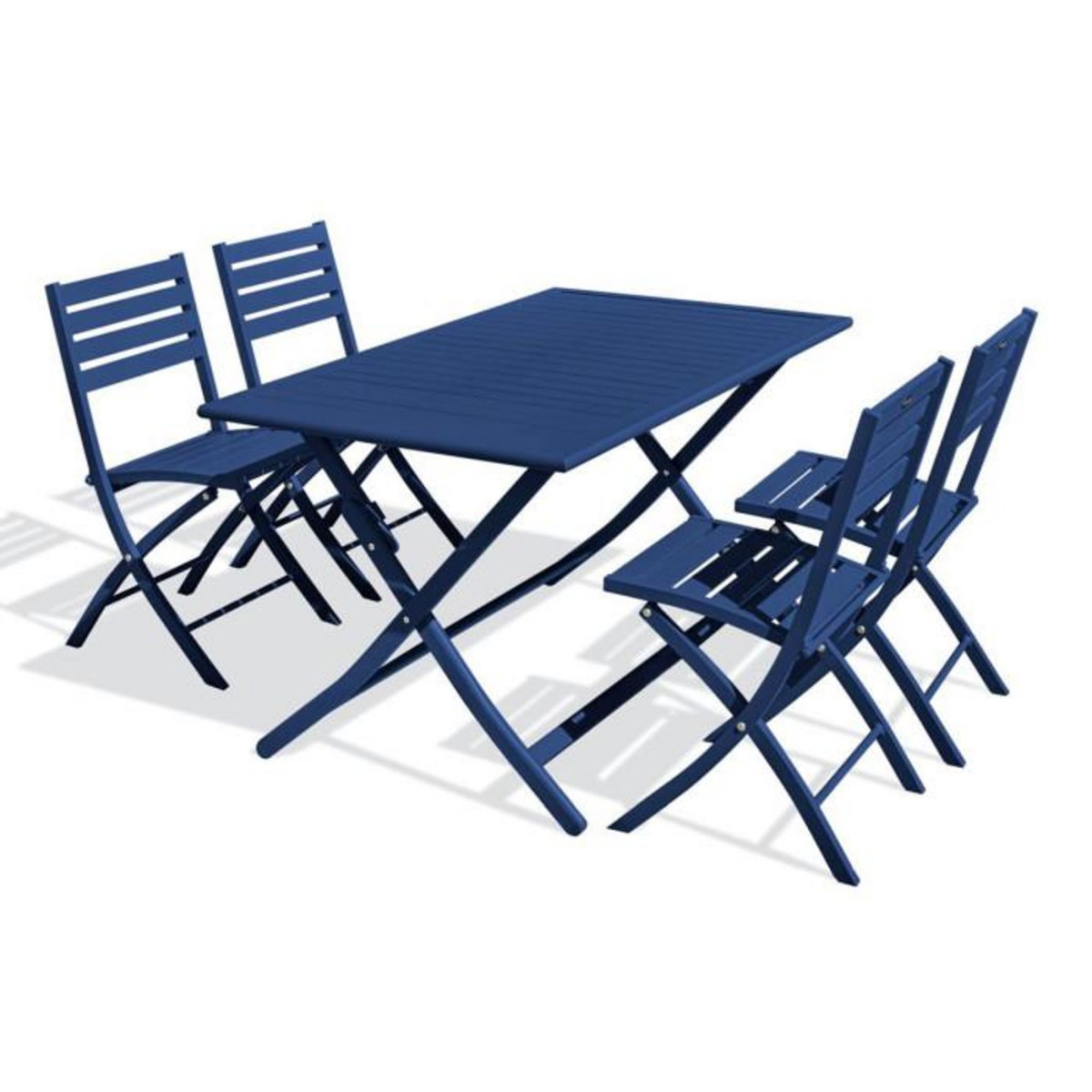 Paris Prix Table de Jardin Pliante & 4 Chaises  Marius  140cm Bleu Marine