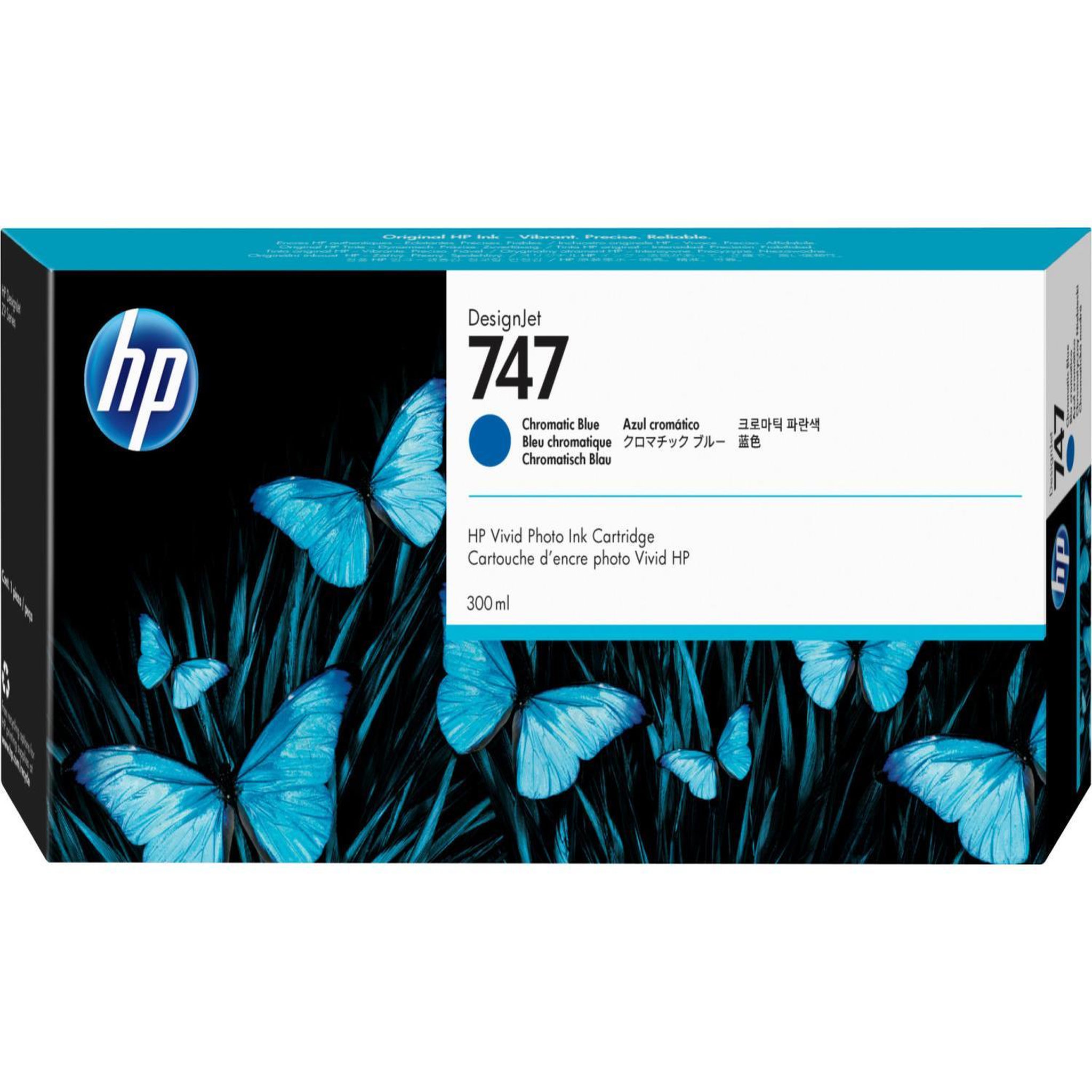 Voir la diapositive 2 : HP Cartouche d'encre HP 747 300 ml Bleu Chromatique Original DesignJet