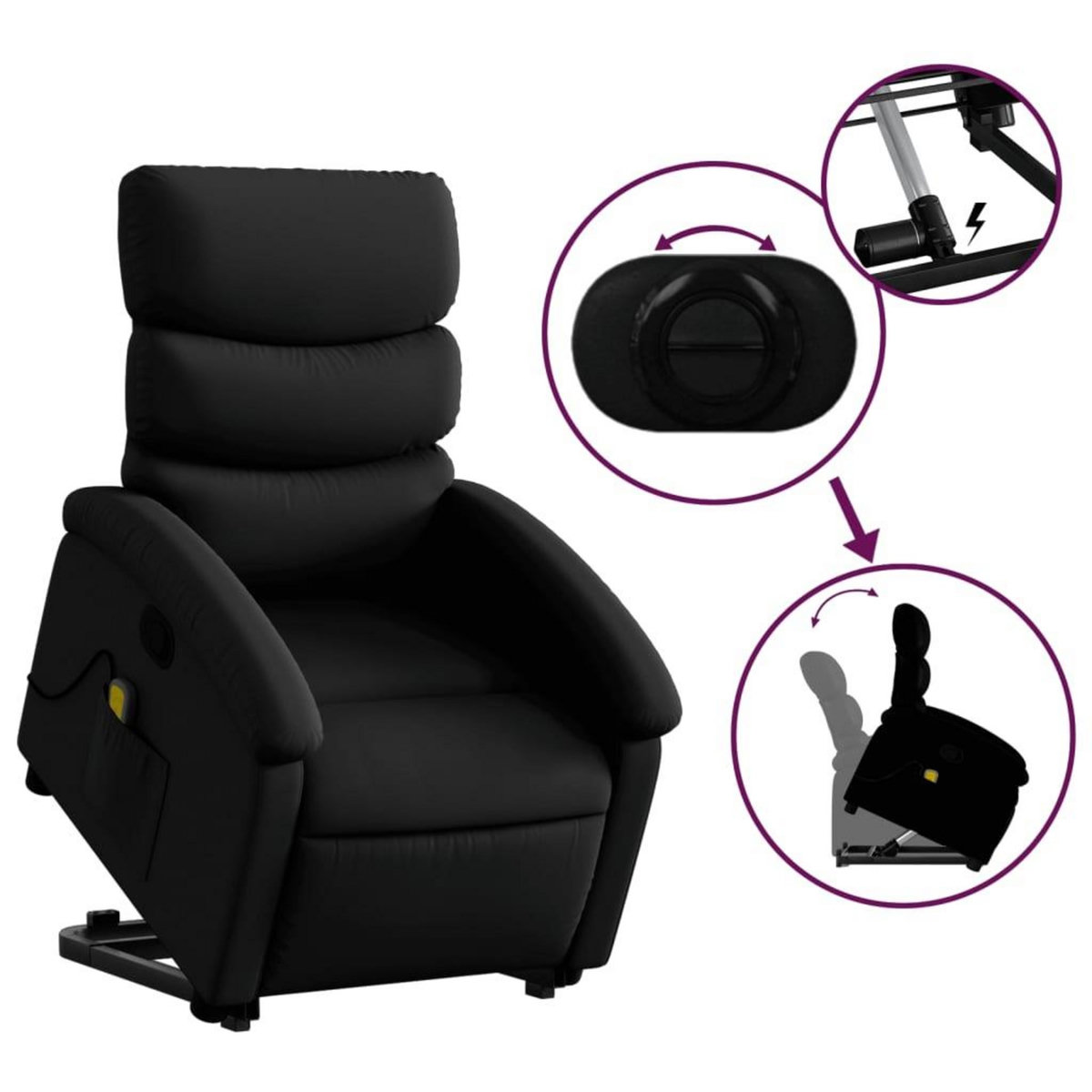 VIDAXL Fauteuil inclinable de massage Noir Similicuir
