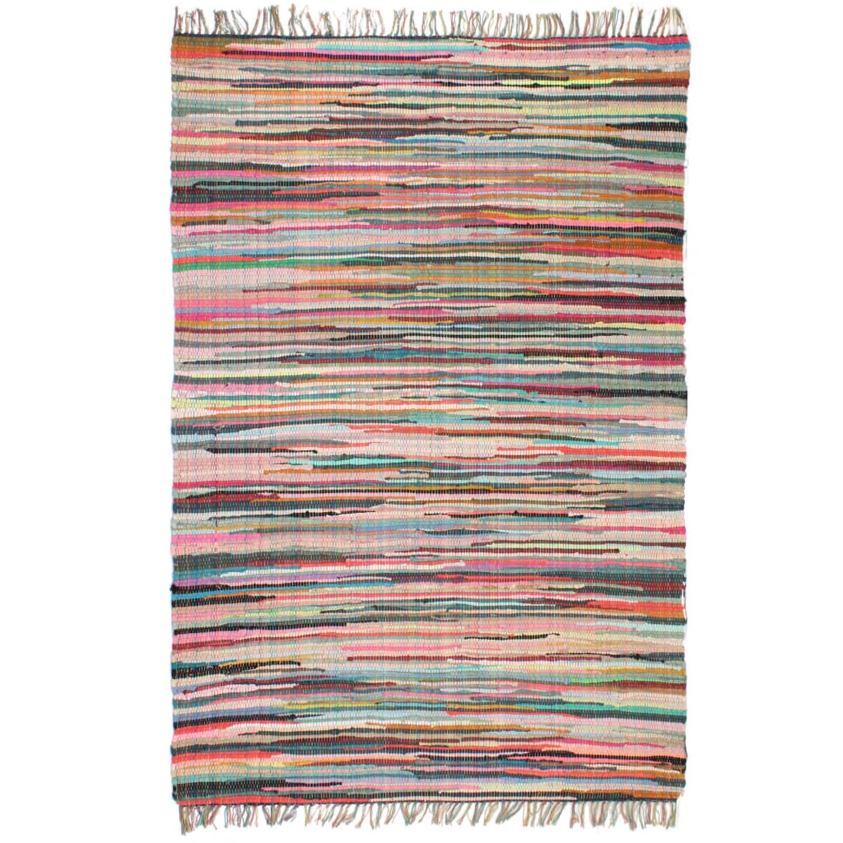 VIDAXL Tapis Chindi Coton tisse a la main 120 x 170 cm Multicolore