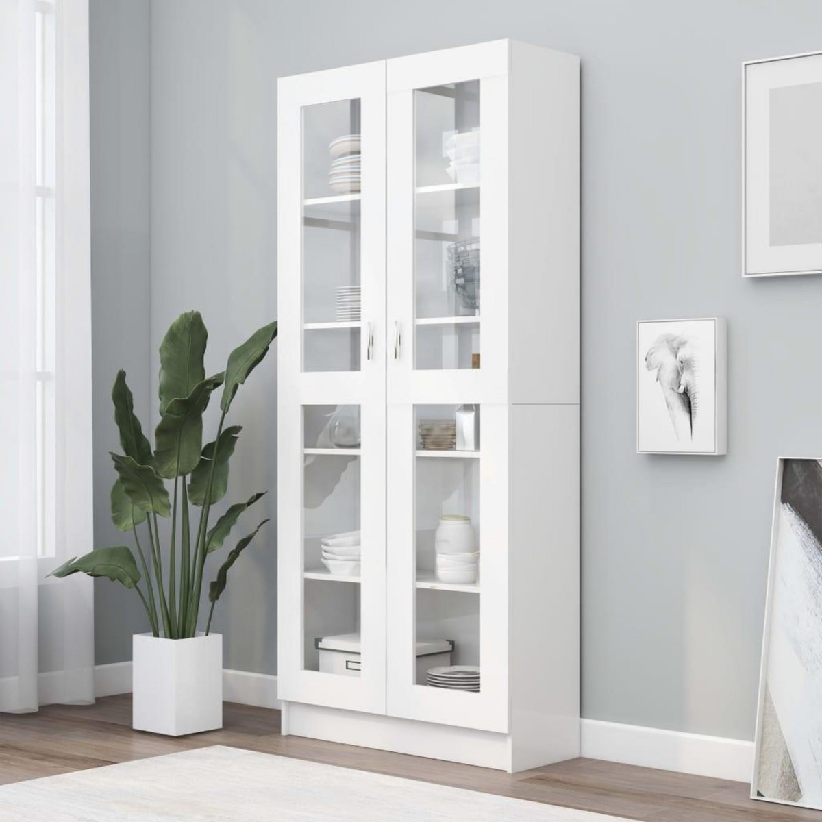 VIDAXL Armoire a vitrine Blanc 82,5x30,5x185,5 cm Bois d'ingenierie