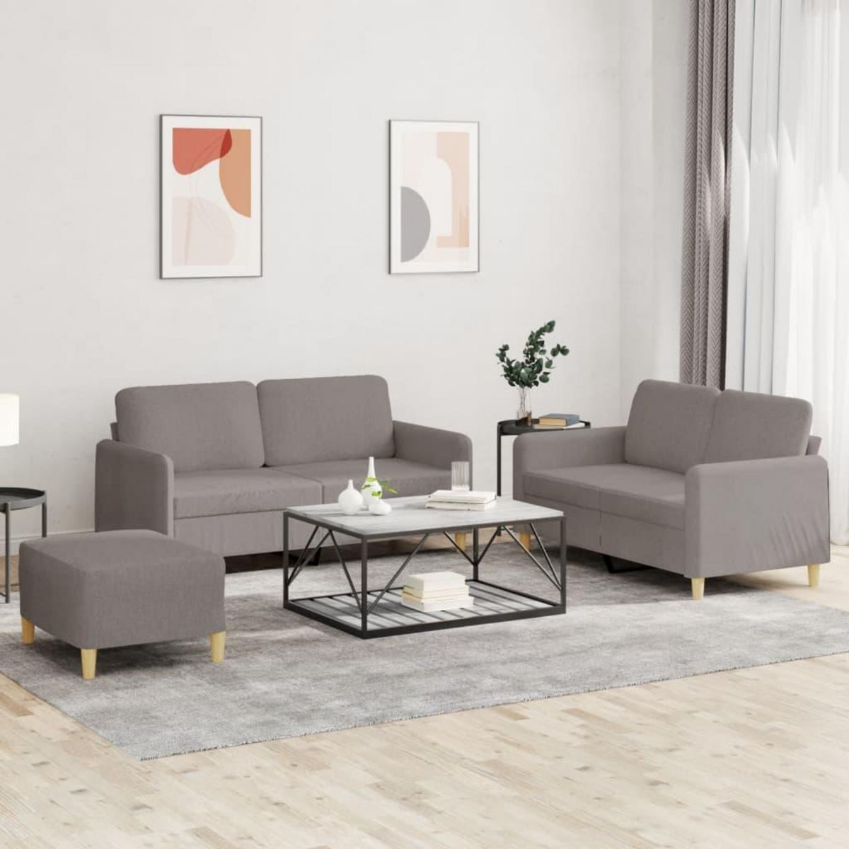 VIDAXL Ensemble de canapes 3 pcs avec coussins Taupe Tissu