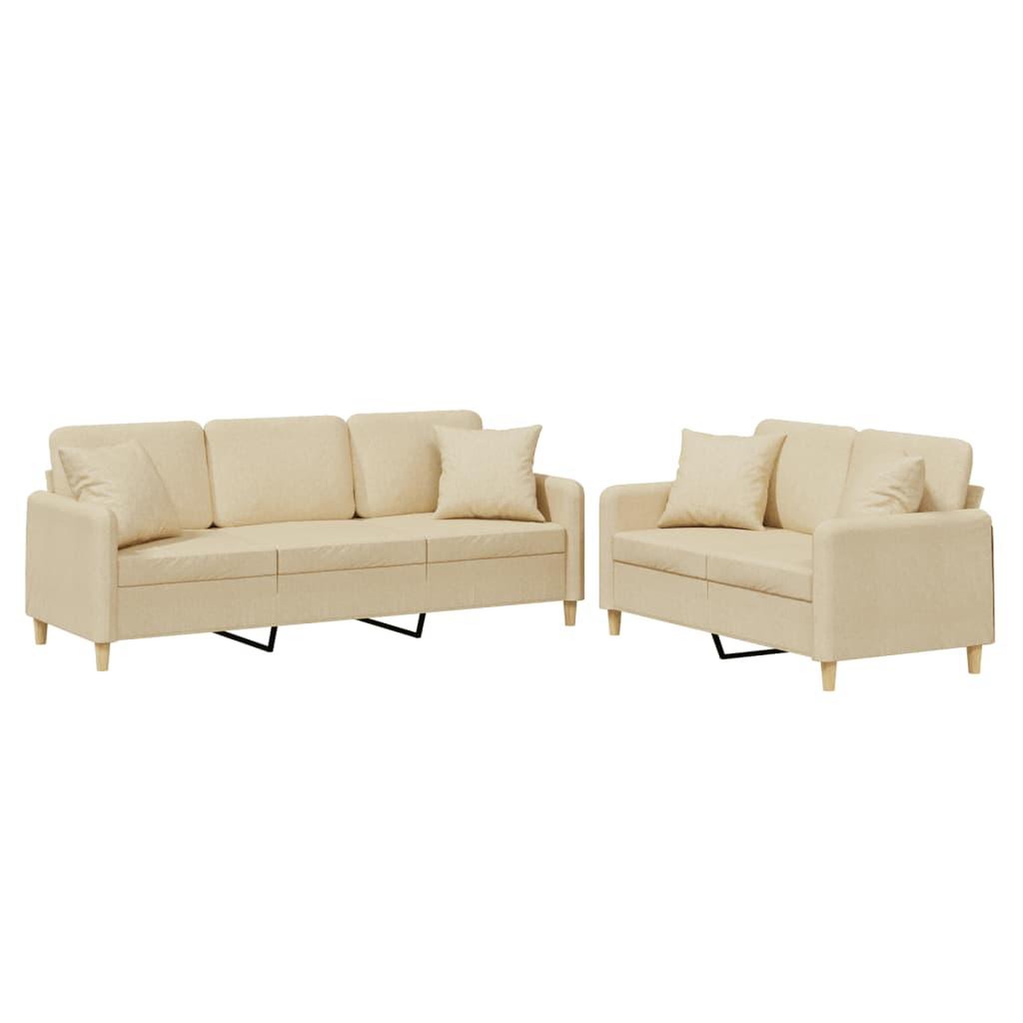 Voir la diapositive 2 : VIDAXL Ensemble de canapes 2 pcs avec coussins creme tissu