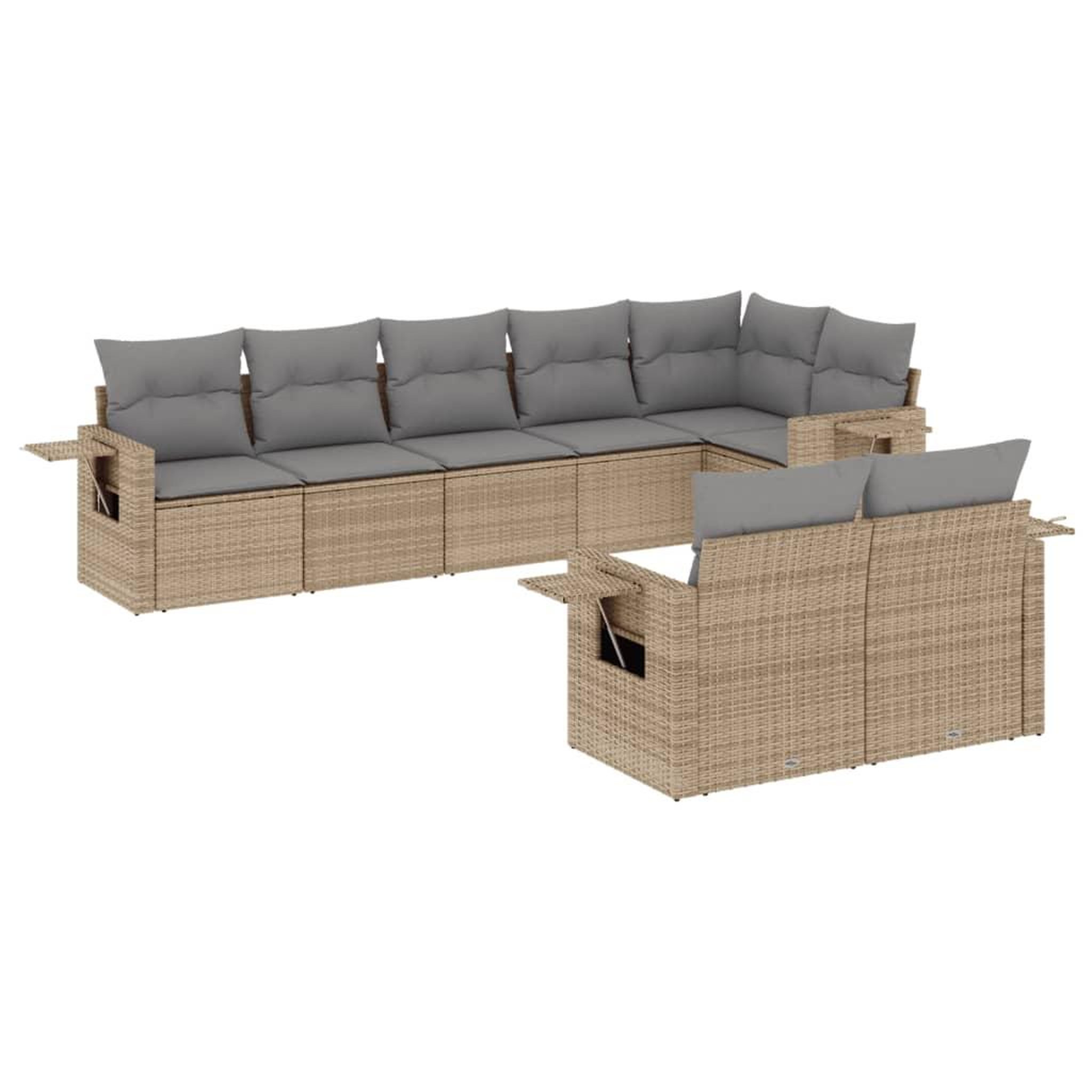 Voir la diapositive 2 : VIDAXL Salon de jardin avec coussins 8 pcs beige resine tressee