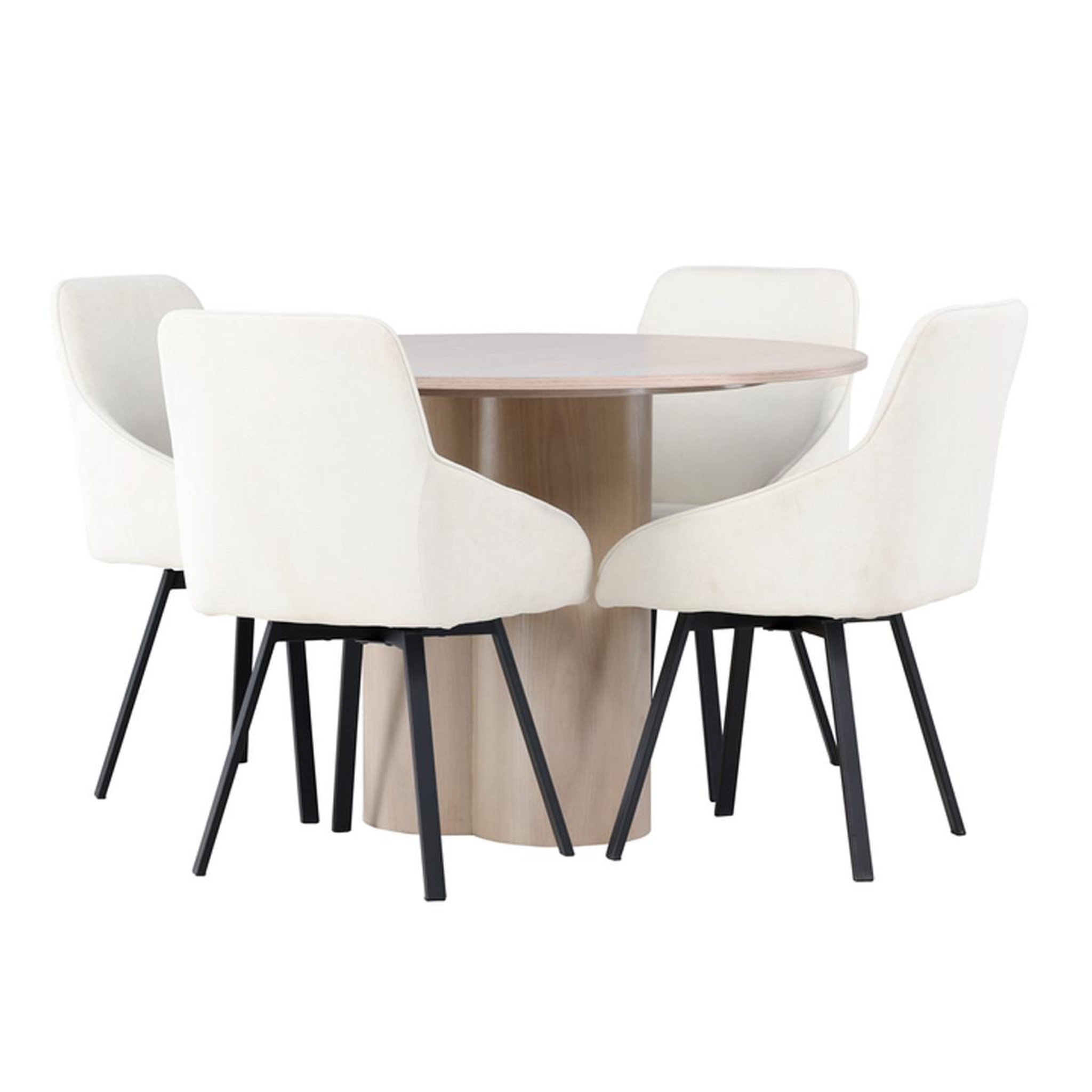 Paris Prix Ensemble table à manger & 4 chaises  olivia & rosie  110cm naturel & beige
