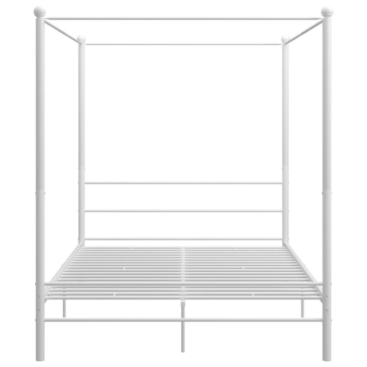 VIDAXL Cadre de lit a baldaquin sans matelas blanc 160x200 cm metal