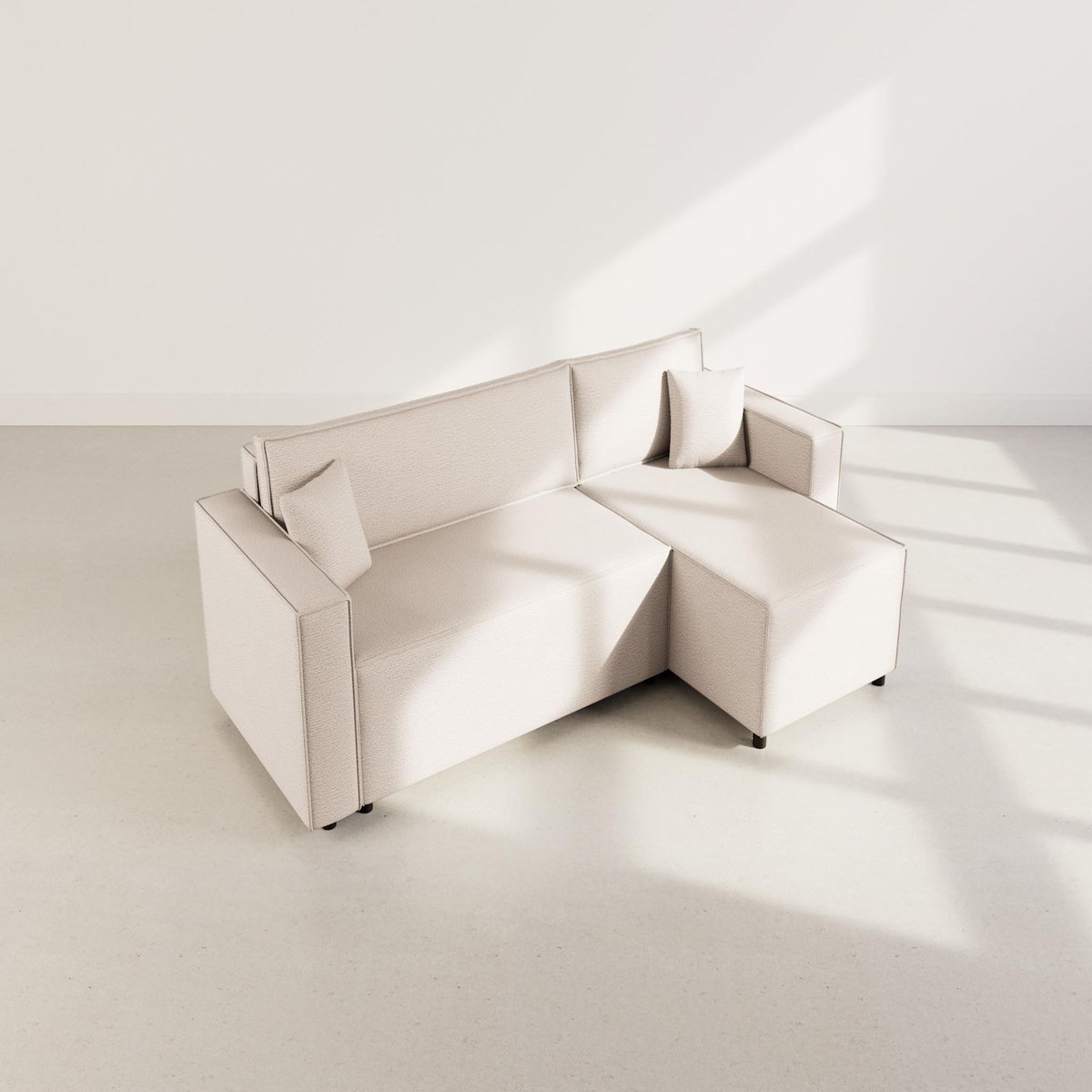 BEST MOBILIER Jonas - canapé d'angle réversible 4 places convertible avec coffre en tissu texturé