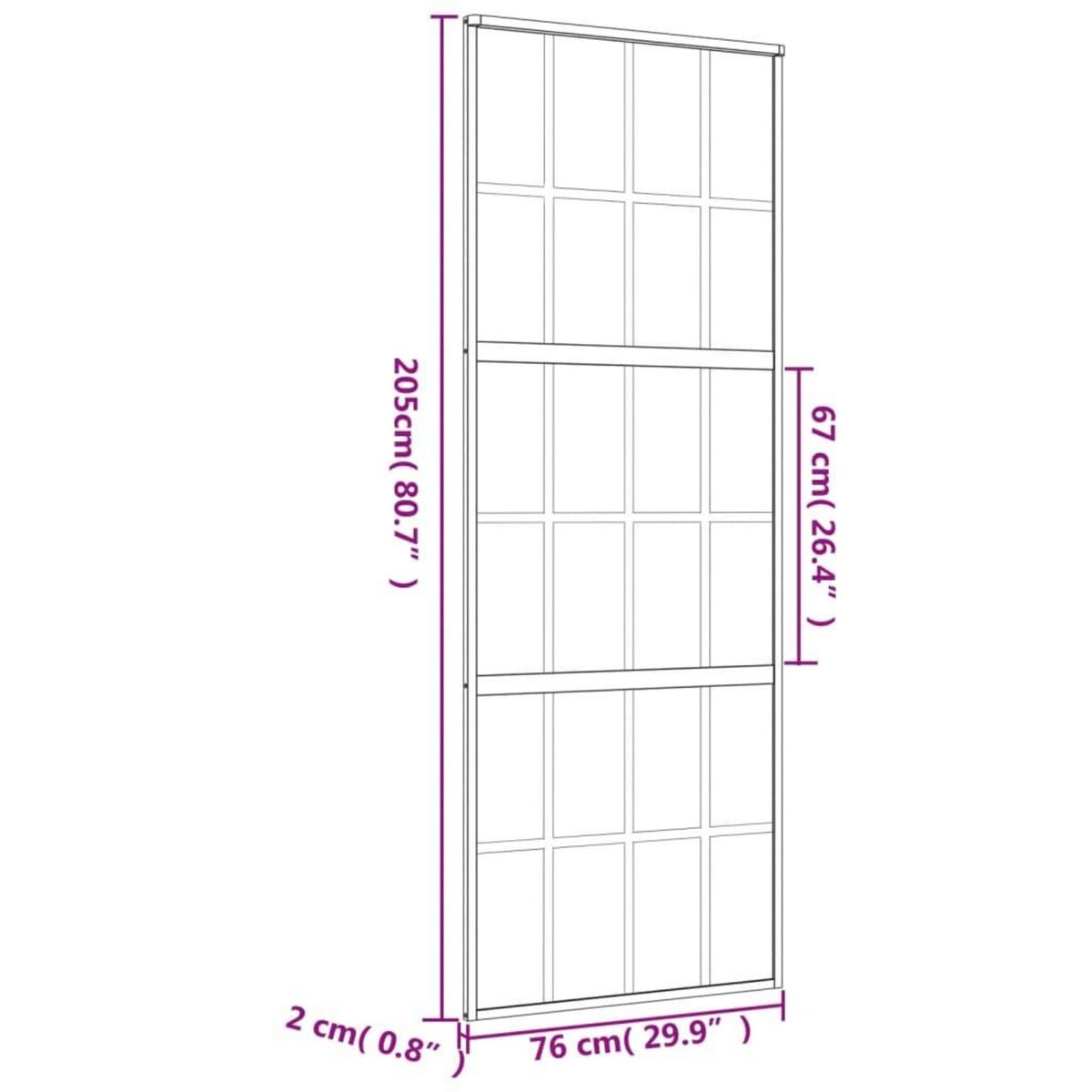 VIDAXL Porte coulissante dore 76x205 cm verre ESG clair et aluminium