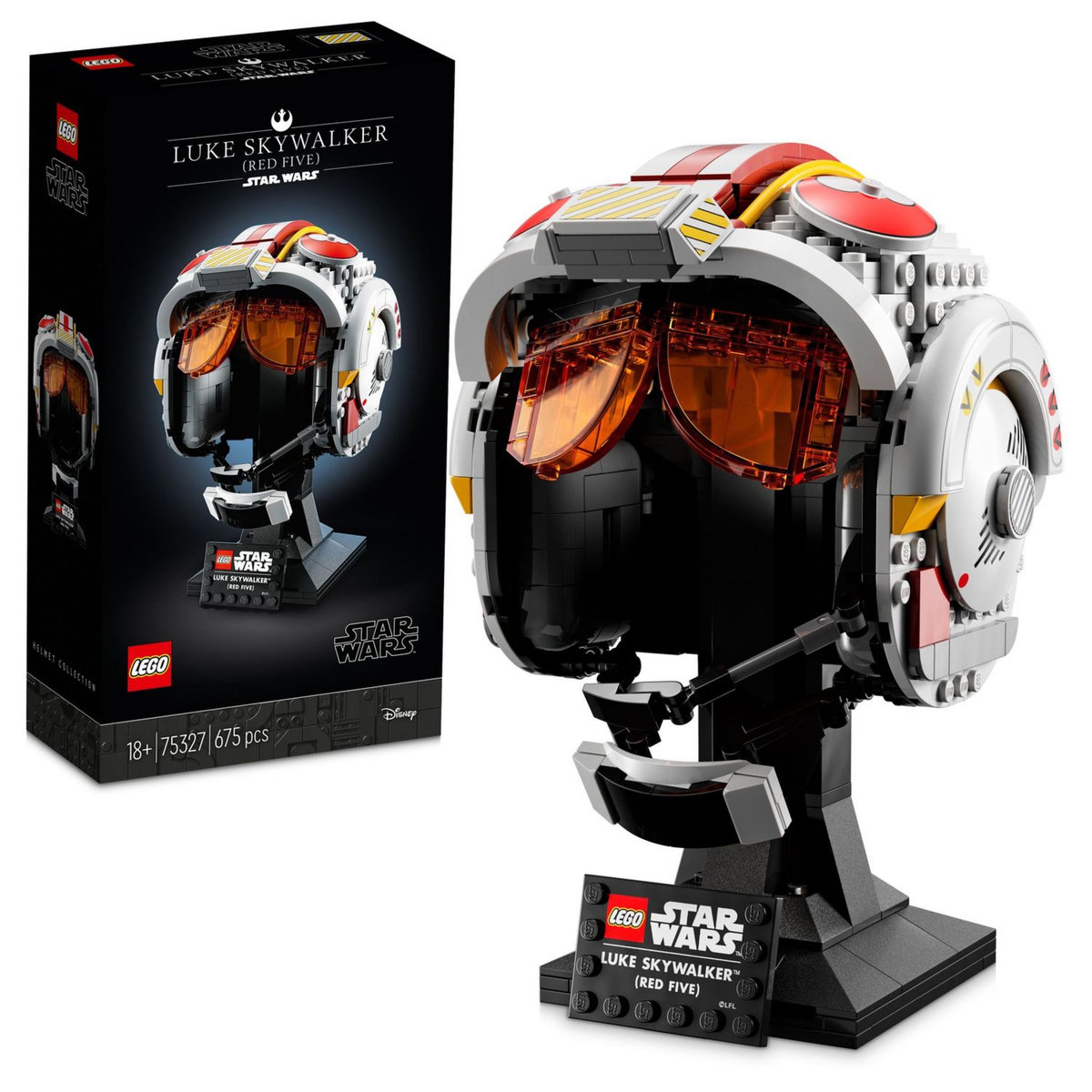 LEGO Star Wars 75327 Le Casque Red Five de Luke Skywalker, Modèle Réduit de Collection, Maquette à Construire, Décoration et Cadeau Pour Adultes