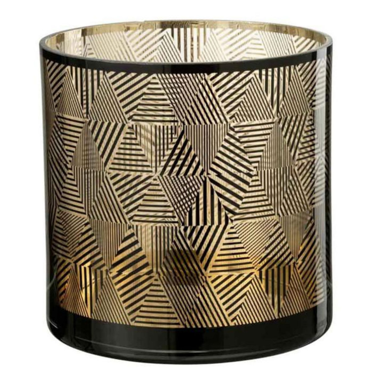 Paris Prix Photophore en Verre  Triangle Rayé  24cm Marron