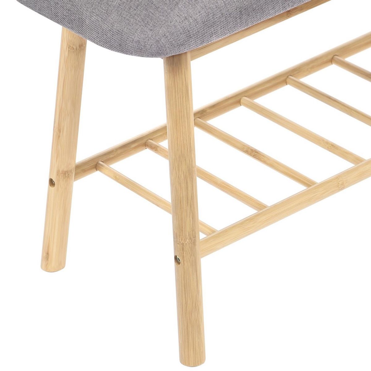 ID MARKET Banc d'entrée capitonné bambou RITA tissu gris clair