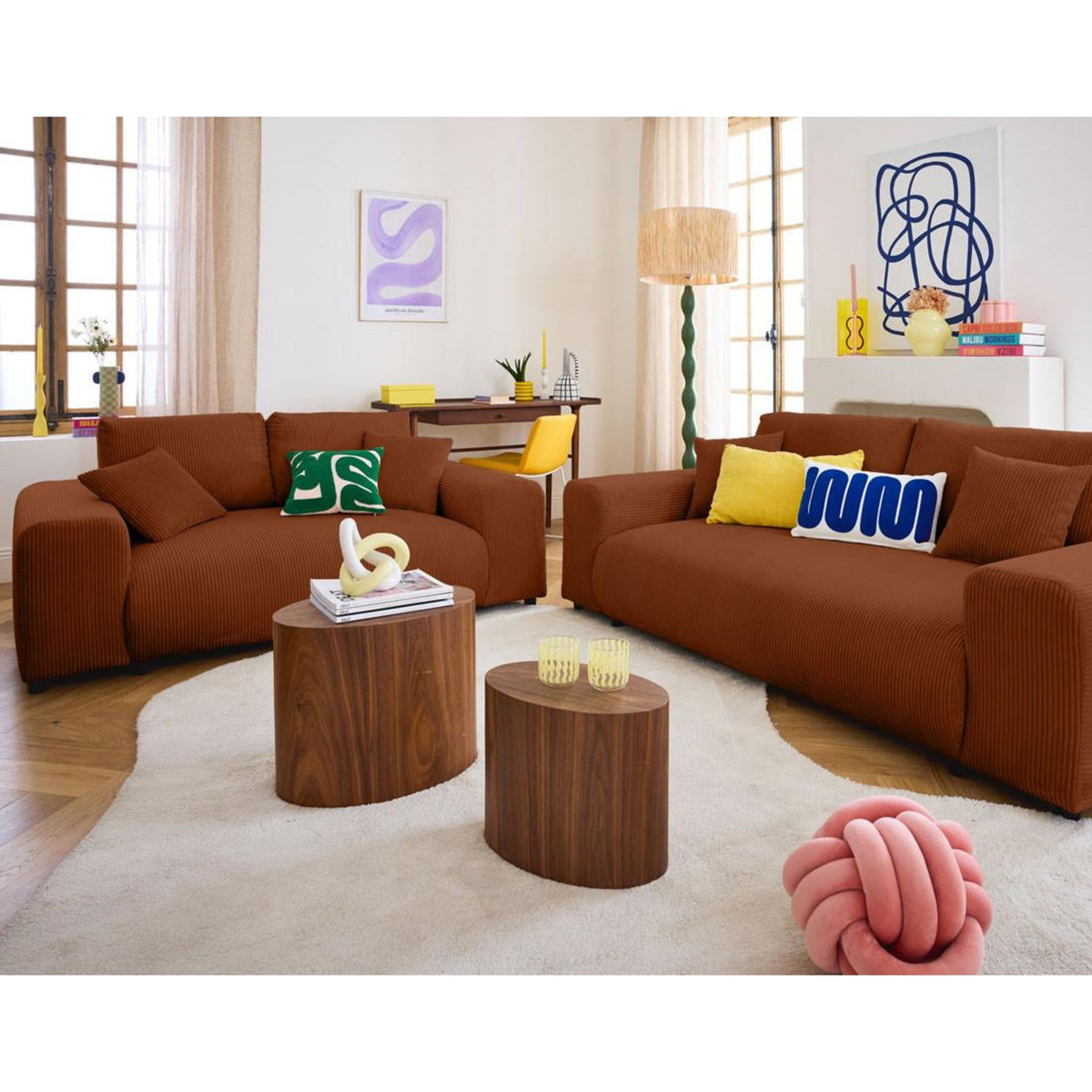 LISA DESIGN Garance - canapé droit 2 places - en velours côtelé