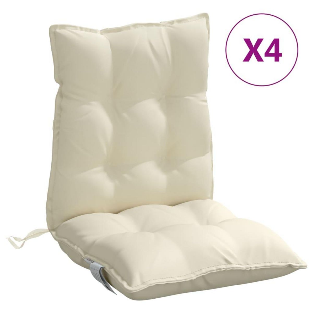 VIDAXL Coussins de chaise a dossier bas lot de 4 creme tissu oxford