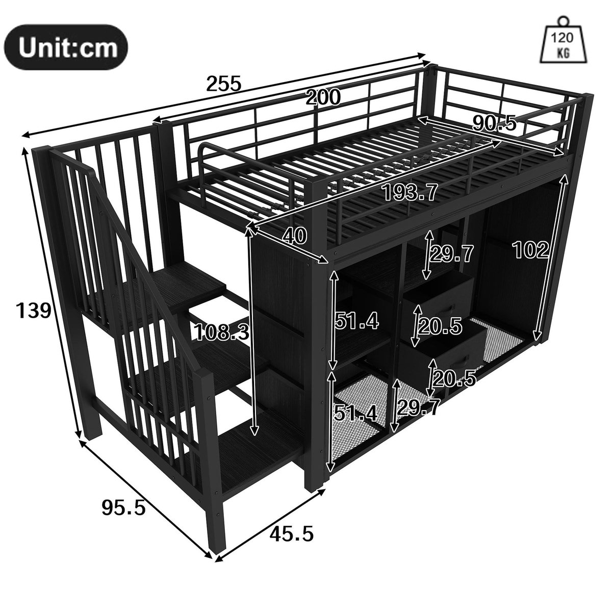 MERAX Lit mezzanine enfant