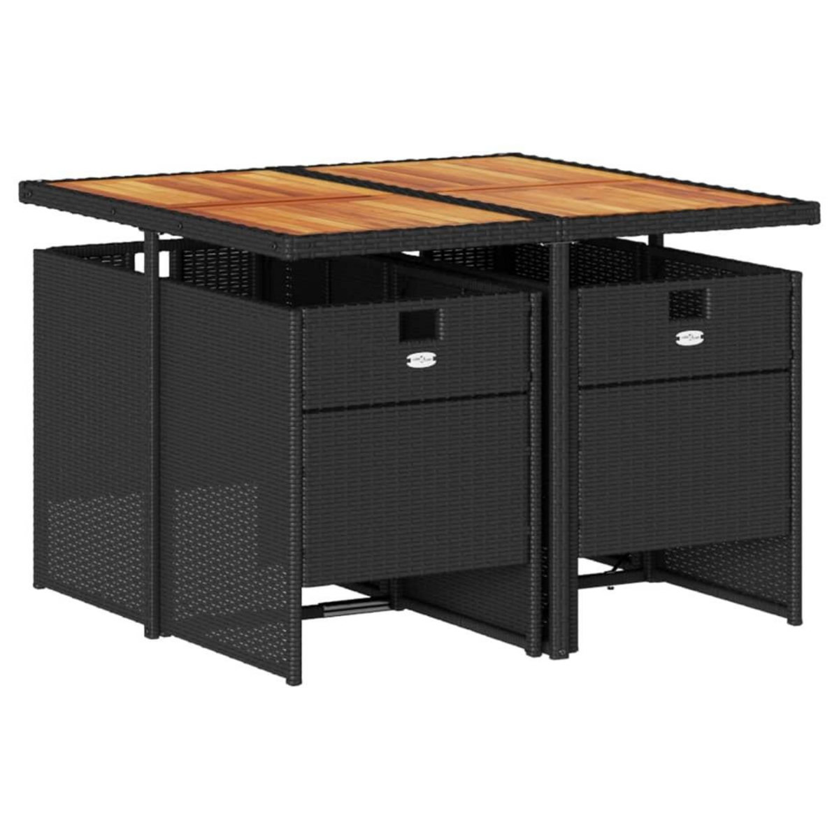 VIDAXL Ensemble a manger de jardin coussins 5pcs Noir Resine tressee