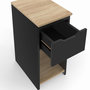 Voir la diapositive 5 : ID MARKET Lot de 2 tables de chevet étroites ANOUK 1 tiroir avec niche noir et bois