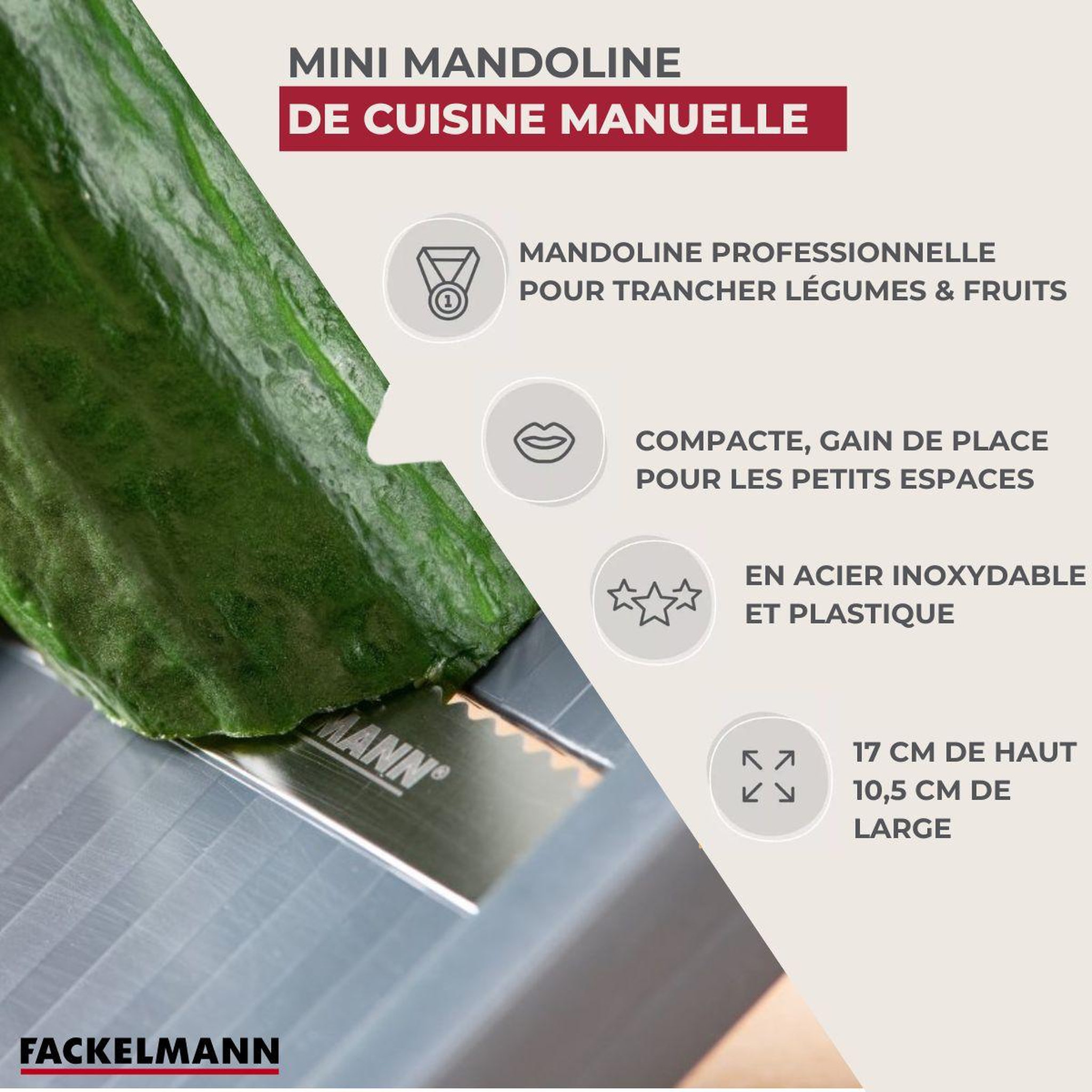 Voir la diapositive 3 : Fackelmann Set de 2 mandolines en plastique et inox fackelmann handmade tradition