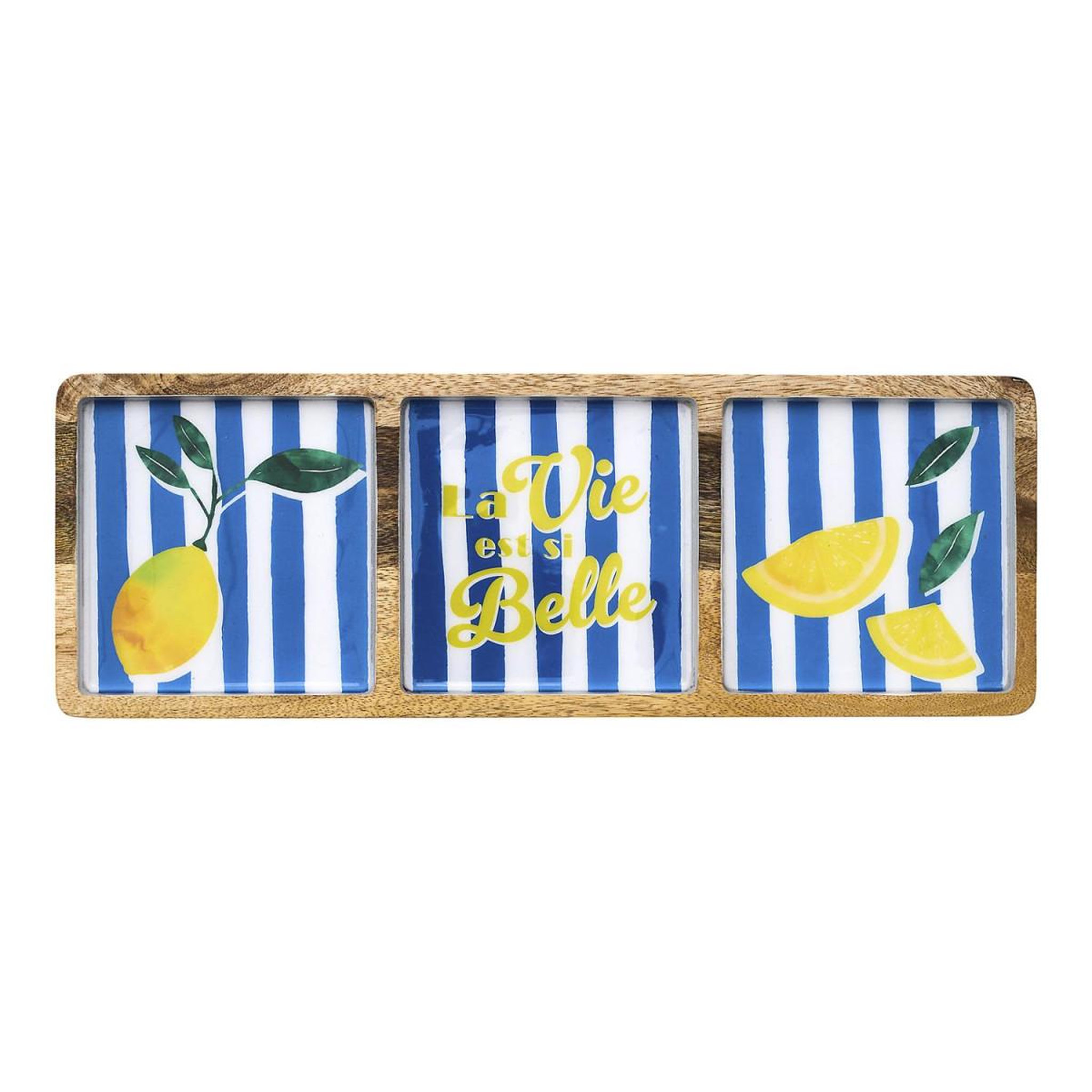 Voir la diapositive 2 : The Home Deco Factory Planche de présentation en bois  dolce vita  40cm bleu