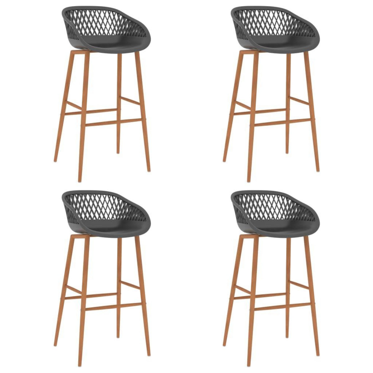 VIDAXL Chaises de bar lot de 4 gris