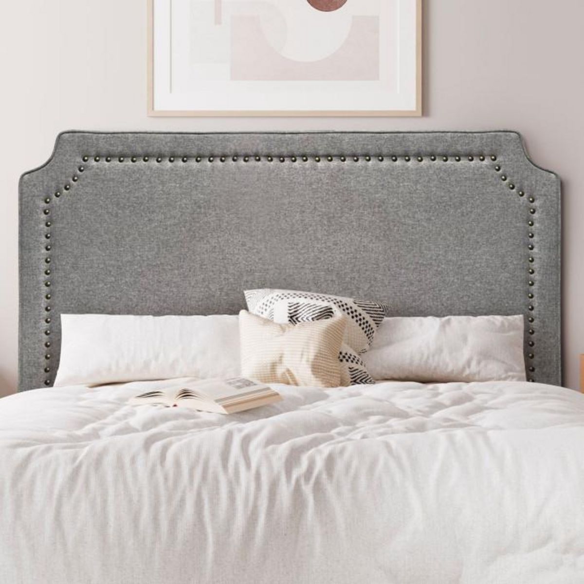 Paris Prix Tête de Lit  Design en Tissu  Selena  140cm Gris Chiné