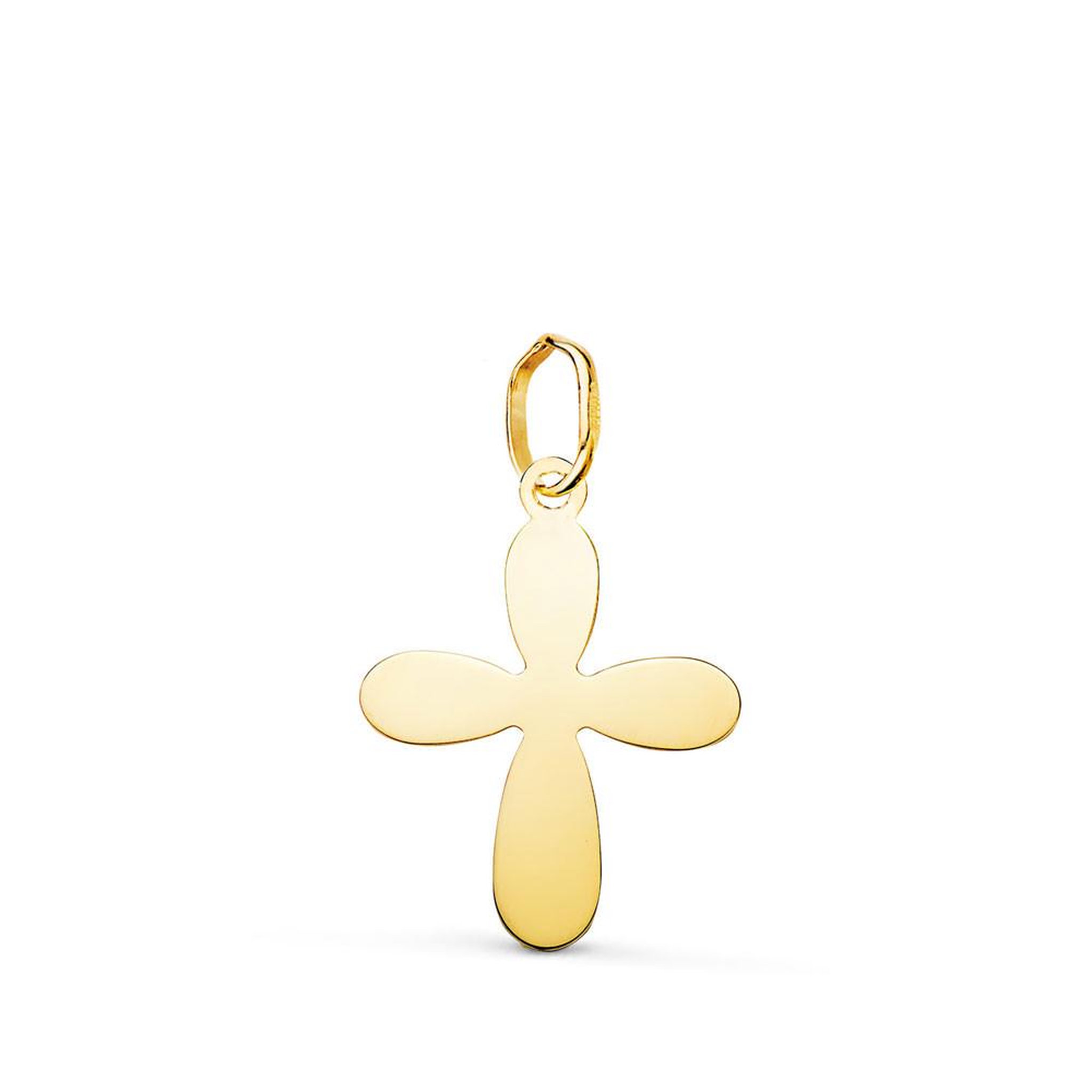 L'ATELIER D'AZUR Pendentif Médaille Or 18 Carats 750 Jaune - Croix du Baptême - Chaine Offerte - Petite