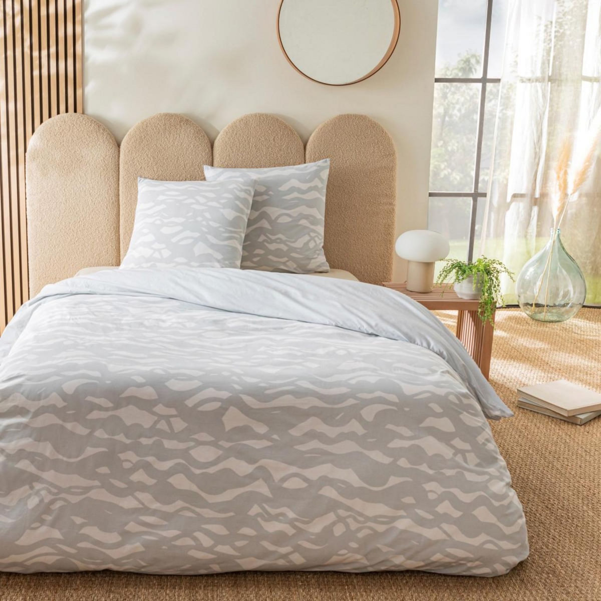 FUTURE HOME Parure de lit 2 personnes nuage réversible en coton