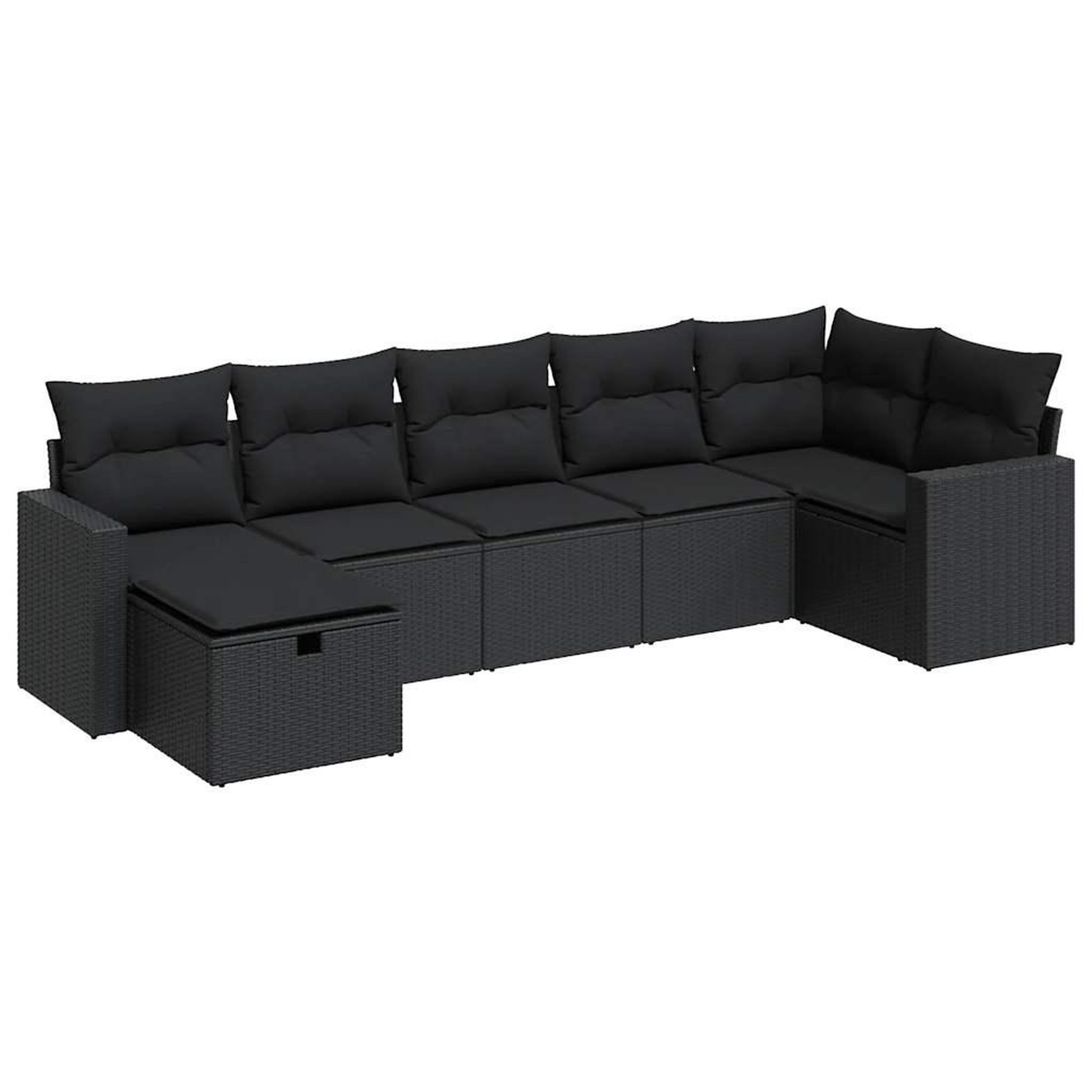 Voir la diapositive 2 : VIDAXL Salon de jardin 7 pcs avec coussins noir resine tressee