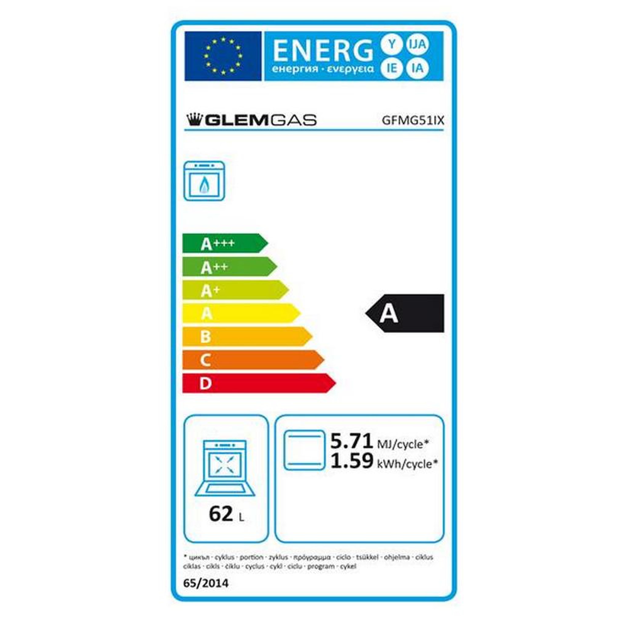 Voir la diapositive 2 : Glem Four intégrable 62l 60cm émail inox - gfmg51ix