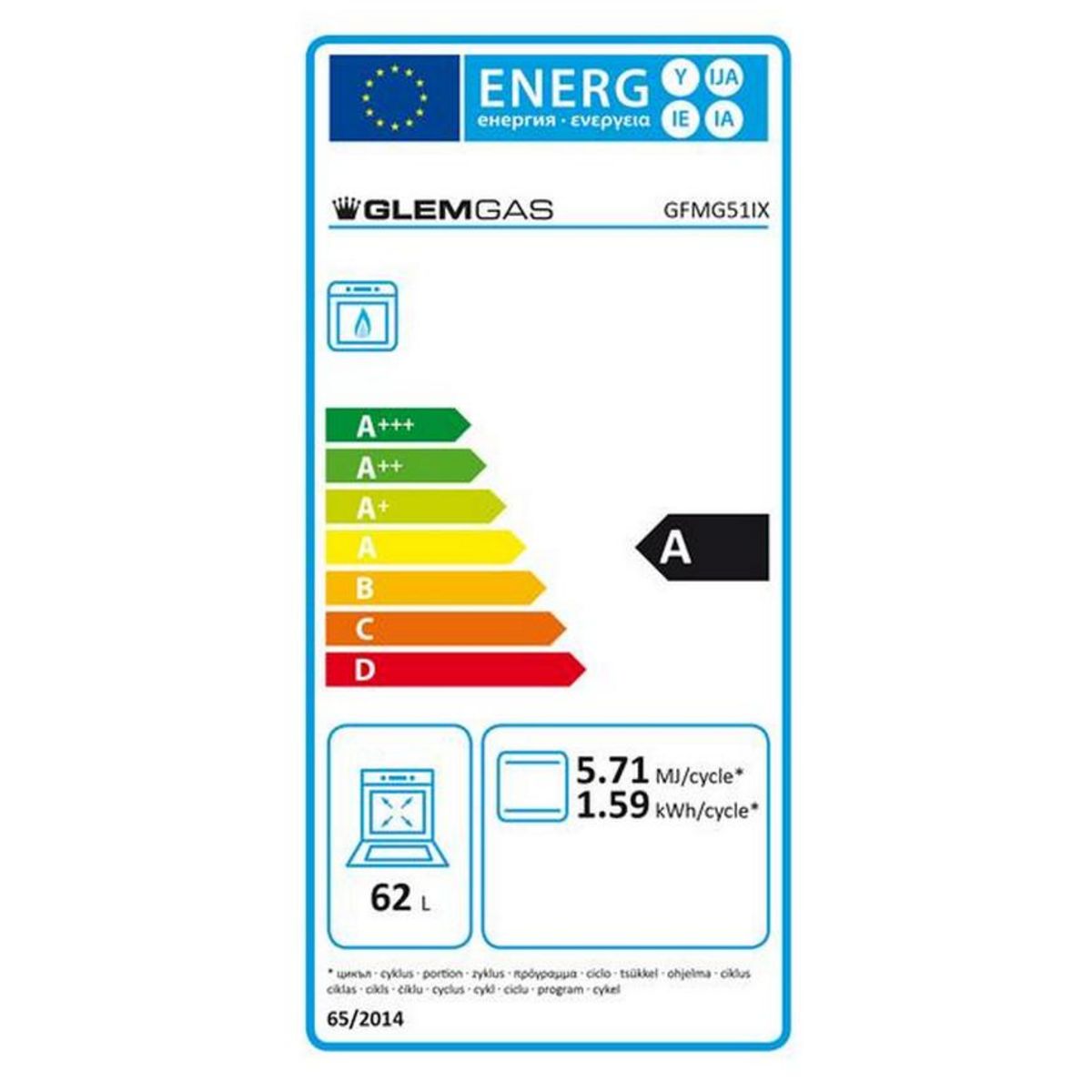 Glem Four intégrable 62l 60cm émail inox - gfmg51ix