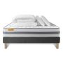 Voir la diapositive 2 : SEPTNUITS Pack matelas + sommier gris Memo Spring Ressorts ensachés 3 zones MAXI épaisseur + Couette + 2 oreillers
