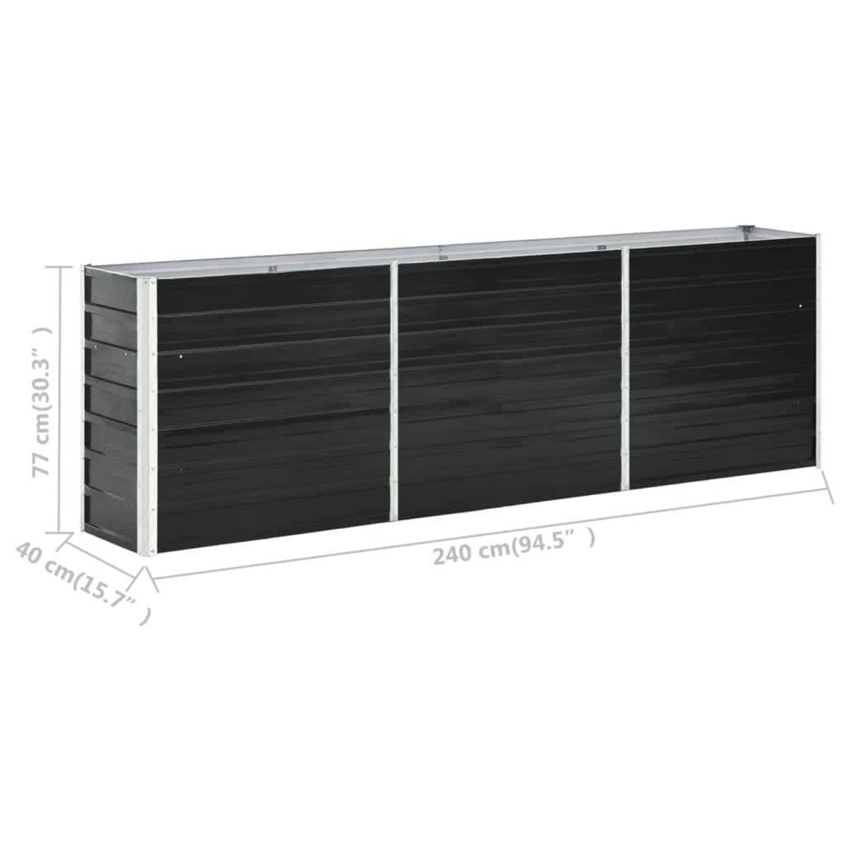 VIDAXL Lit sureleve de jardin Acier galvanise 240x40x77 cm Anthracite