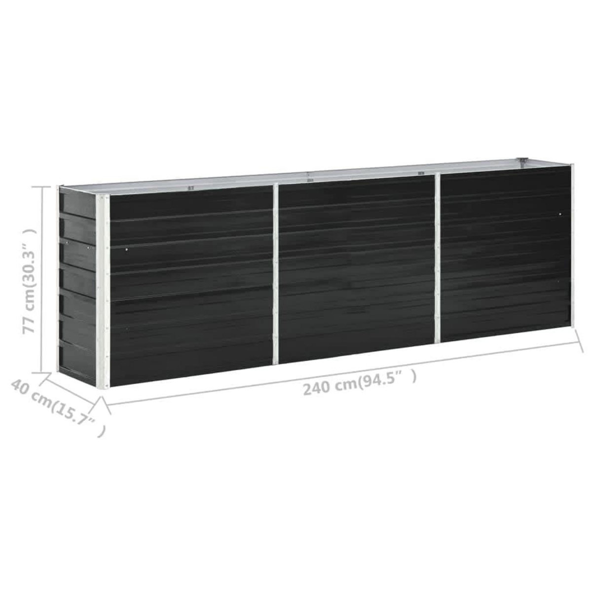 VIDAXL Lit sureleve de jardin Acier galvanise 240x40x77 cm Anthracite